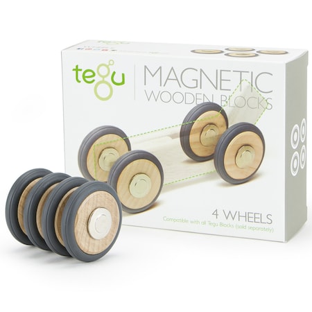 Tegu Magnetic Wooden Blocks, Wheels Accessory, 4-Pack M-12-059-CAO